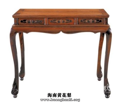 明式海南黄花梨三弯腿卷叶足条桌(海岩收藏伍炳亮作品)
