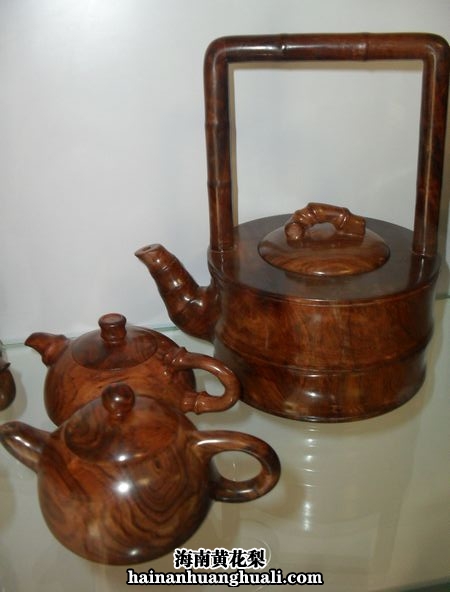 海南黄花梨家具：黄花梨茶壶（三件套）